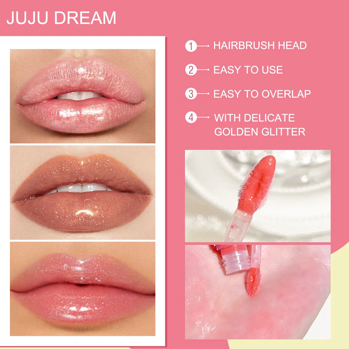 Pearlescent Mirror Lip Gloss | Moisturizing Sparkling Glaze Lip Gloss QXL