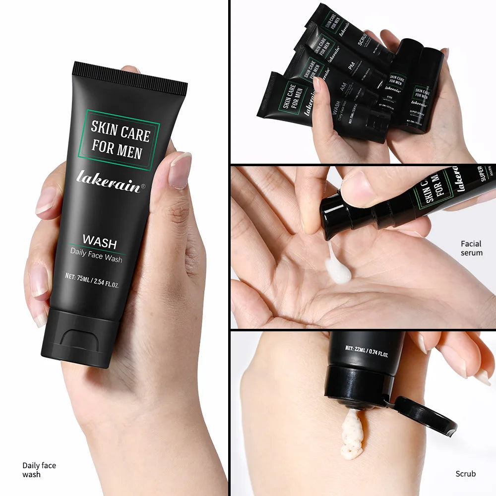 Men's 3-in-1 Skin Care Kit | Face Wash, Moisturizer & Eye Cream Men's Skin Care Set QXL