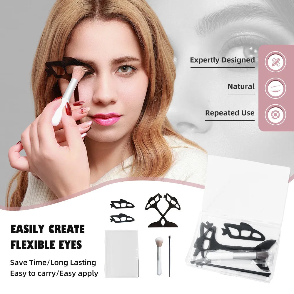 6-Pc Reusable Eyeshadow Stencil & Brush Set | Beginner Kit Eyeshadow Stencil Set QXL