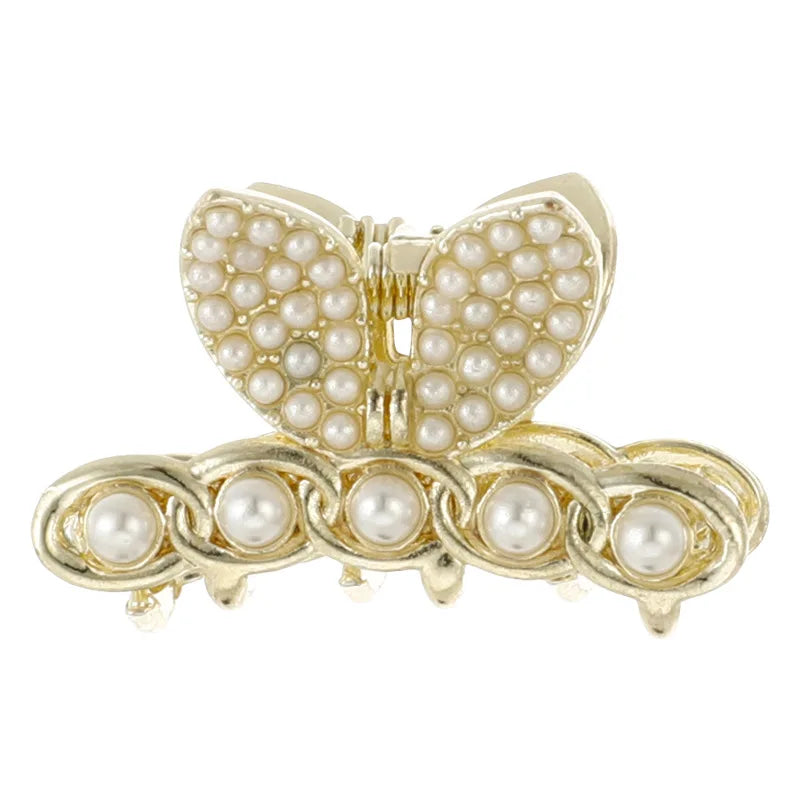 Pearl Rhinestone Mini Hair Claw Clip | Retro Diamond Flower Hair Claw Clip QXL