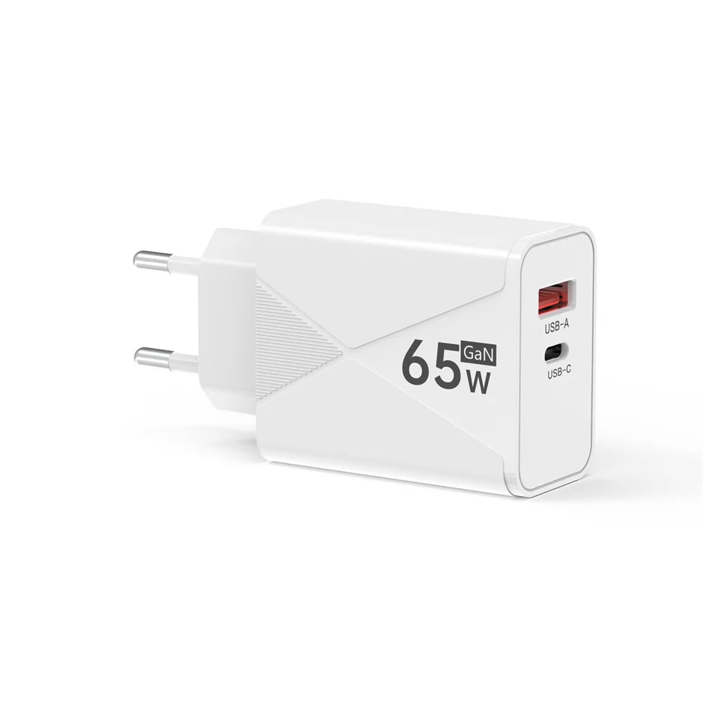 65W GaN USB-C Fast Charger PD3.0 | EU US UK Wall Adapter USB-C Wall Charger QXL White EU