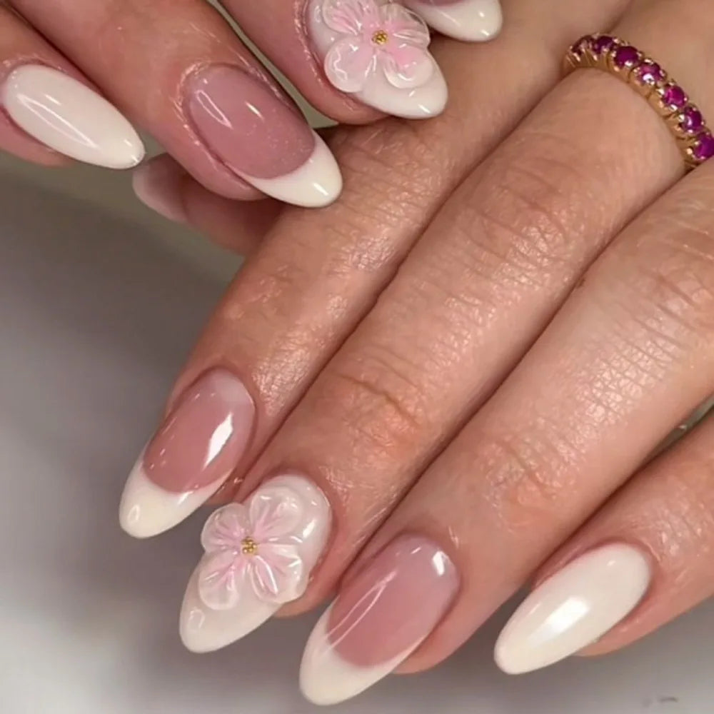 Aurora French Press-On Nails | Long Almond False Nails 24pc Press-On Nails QXL