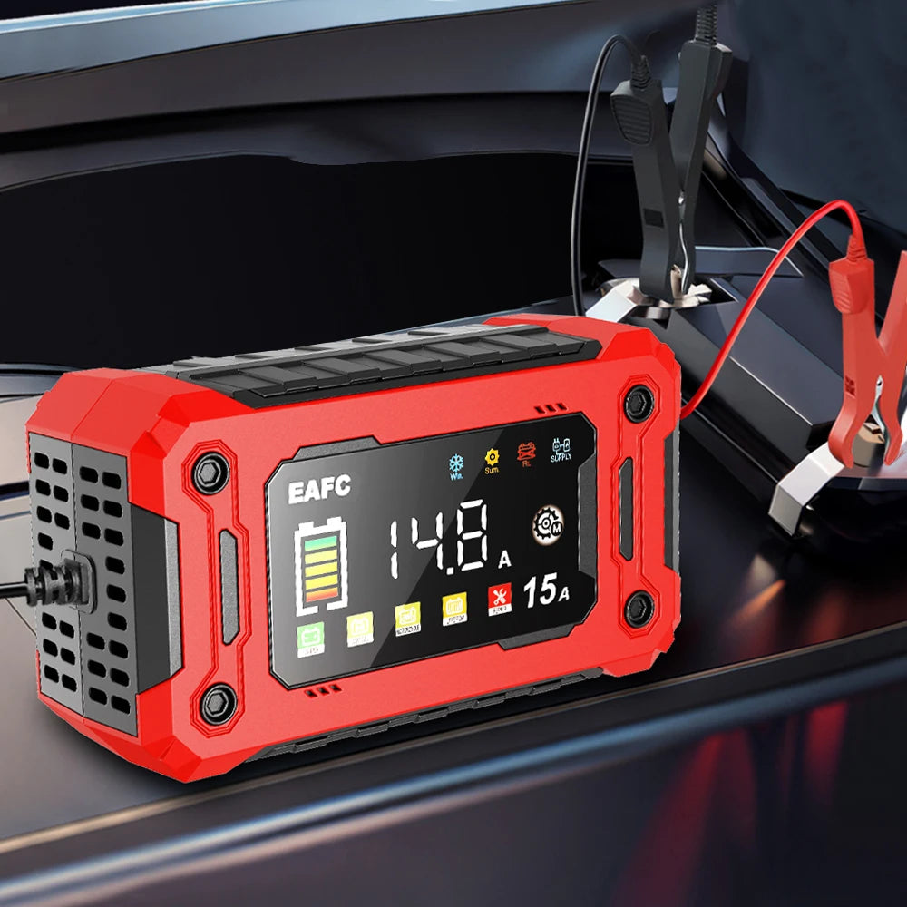 EAFC 12V 15A Smart Car Battery Charger with LCD Display Car Battery Charger QXL