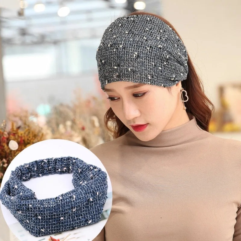 Embroidered Floral Mesh Headband | Elegant Turban Style Floral Mesh Headband QXL
