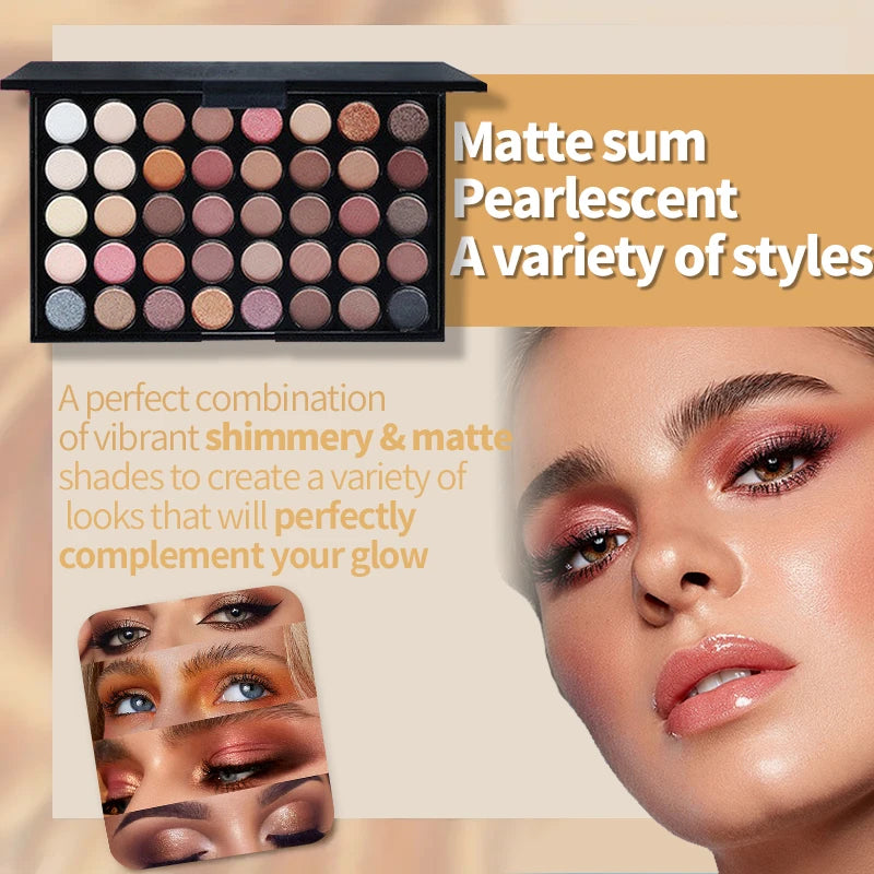 VERONNI 40-Color Glitter Matte Eyeshadow Palette + Brush Eyeshadow Palette QXL