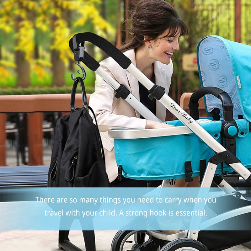 360° Rotating Stroller Hooks – Universal Baby Pram Hanger 2-Pack Stroller Accessory Hook QXL