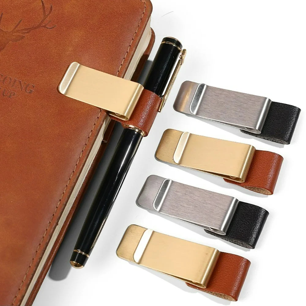 Leather & Brass Pen Holder Clip for Travelers Notebook Journal Pen Holder Clip QXL