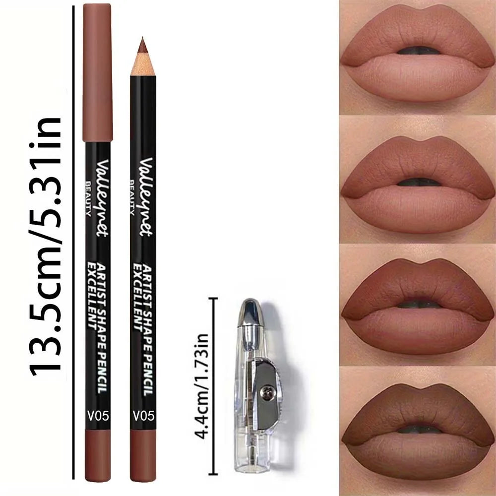 13-Pc Matte Lip Liner Kit | 12 Pencils & Sharpener Set Lip Liner Set QXL