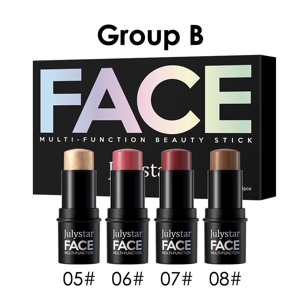 4-Pack CC Sticks Highlighter Blush Contour Waterproof Makeup Cream Makeup Sticks QXL B 28g
