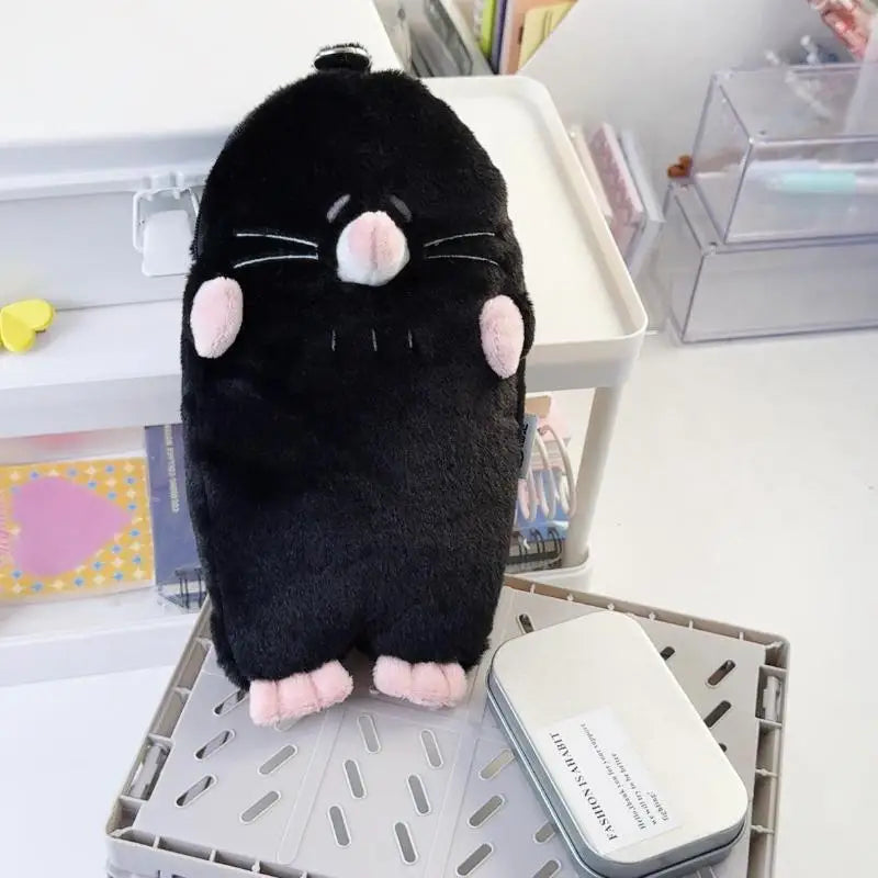 Cute Mole Plush Pencil Case | Large Capacity Student Organizer Plush Pencil Case QXL