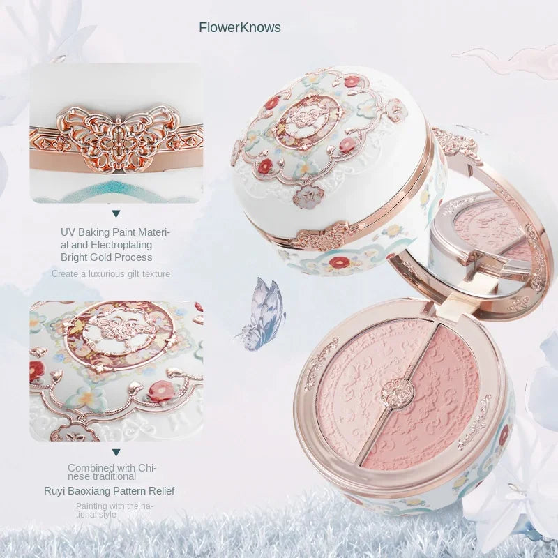 Flower Knows Butterfly Cloud Collar Duo Blush – Matte Finish Duo Blush Compact QXL