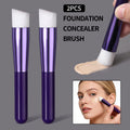 2-Pack Angled Foundation & Concealer Brushes | Synthetic Makeup Brush Set QXL PURPLE