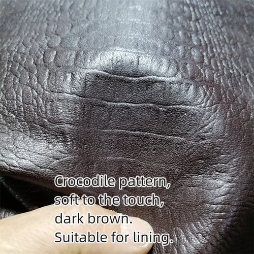 0.6mm Crocodile Embossed Sheepskin Leather | Coffee DIY Lining Craft Leather Hide QXL