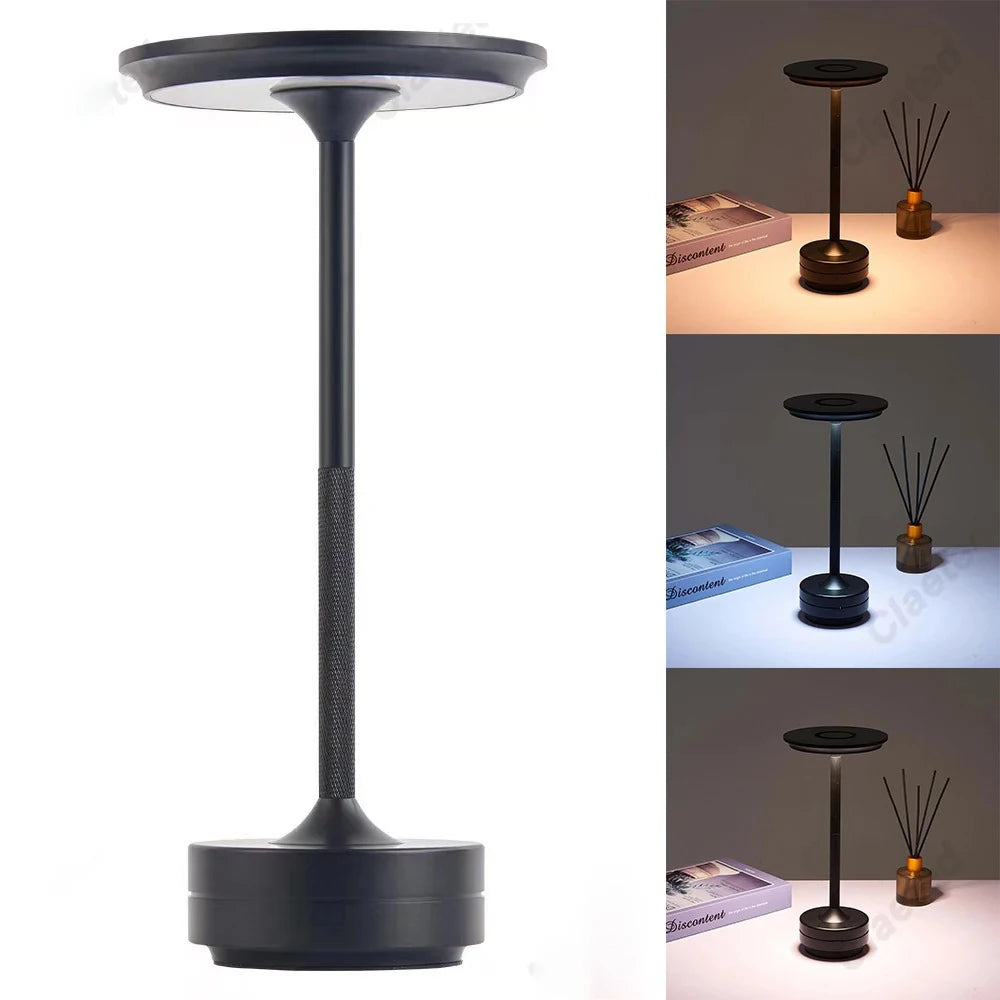USB-C Rechargeable LED Touch Table Lamp | Dimmable, 10-12Hr Rechargeable Table Lamp QXL Black changeable