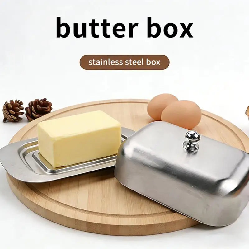 Stainless Steel Butter Dish with Lid | Fridge & Countertop Butter Dish QXL