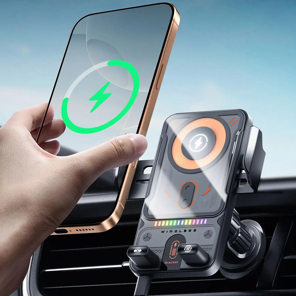 15W Wireless Car Phone Holder | Auto-Clamp Air Vent Mount Wireless Car Phone Mount QXL