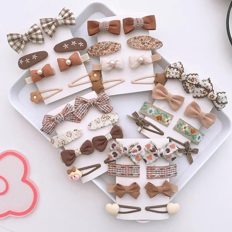 8-Pack Fabric Bow BB Hair Clips for Girls | Korean Barrettes Kids Hair Clips QXL