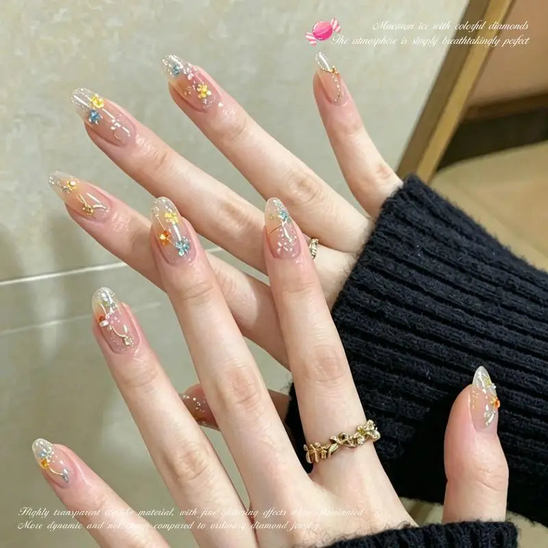 50-Pc Ice Flower Zircon Nail Charms | Pastel Candy Colors Nail Art Charms QXL