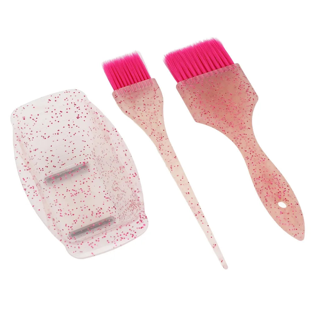 Pink Hair Dye Kit – Bowl, Pointed & Wide Brush Set | 3-Piece Hair Dye Brush Kit QXL