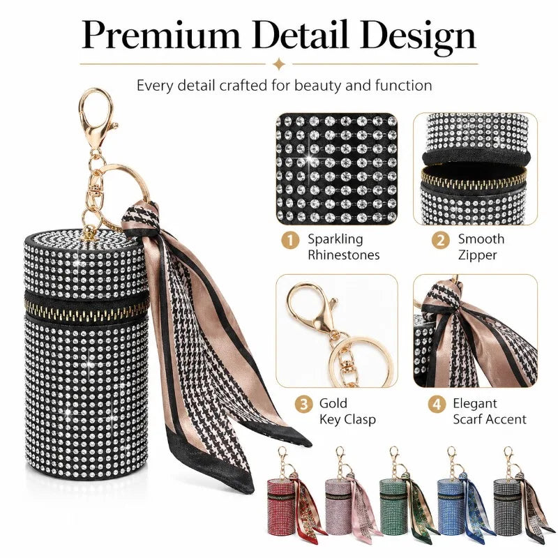 Rhinestone Mini Bucket Pouch Keychain | Coin Purse Bag Charm Keychain Coin Purse QXL
