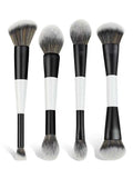 4 Double-Ended Makeup Brushes | 8-in-1 Blush & Foundation Set Makeup Brush Set QXL WHITE