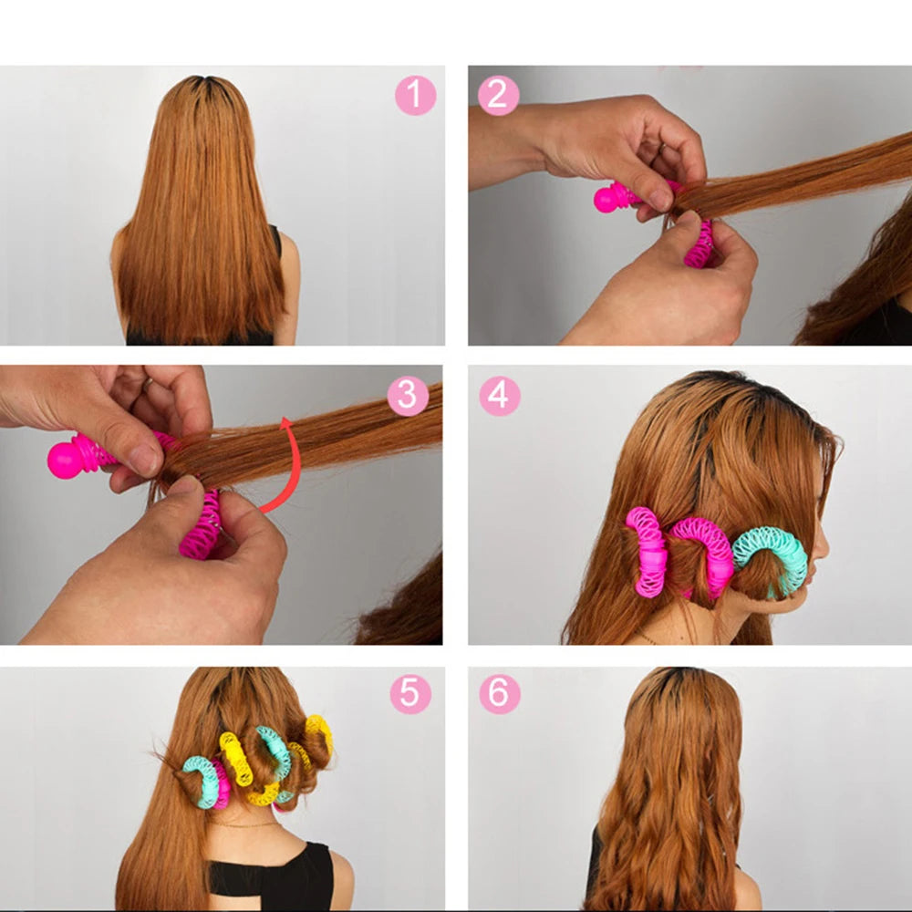 No-Heat Hair Rollers | Bendy Spiral Curl DIY Styling Kit Heatless Hair Rollers QXL