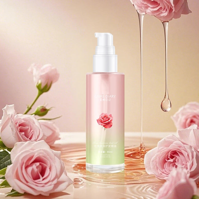 Rose Brightening Hair Oil | Smooth Frizz, Define Curls Daily Hair Care Oil QXL