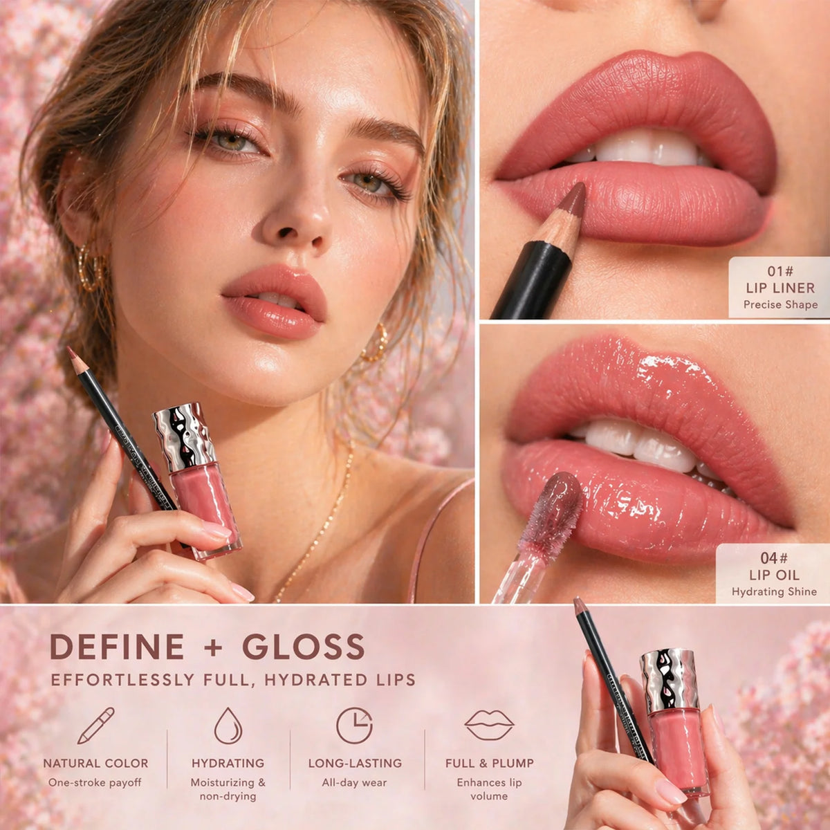 Dairy Lip Kit – Matte Lip Liner & Hydrating Lip Gloss Set Lip Makeup Set QXL