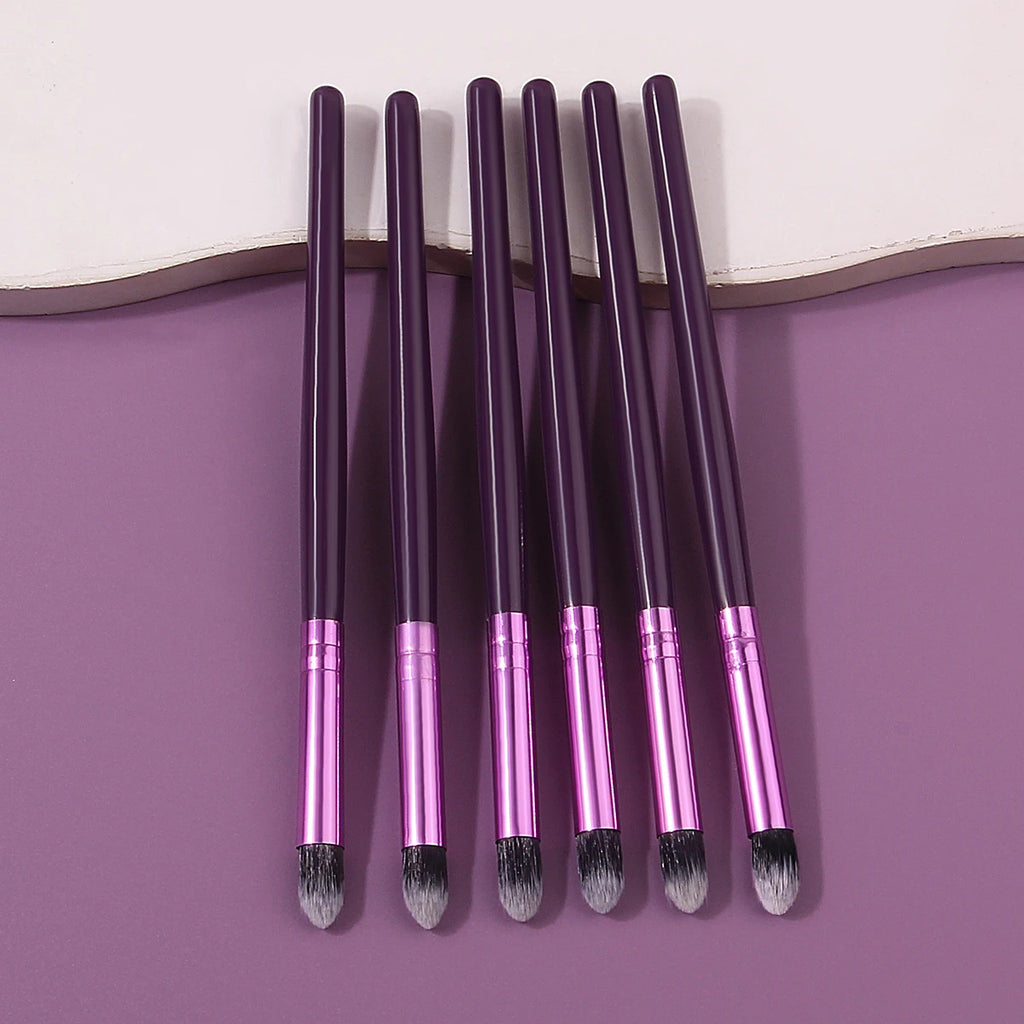 6-Piece Purple Wooden Handle Soft Makeup Brush Set Makeup Brush Set QXL PURPLE