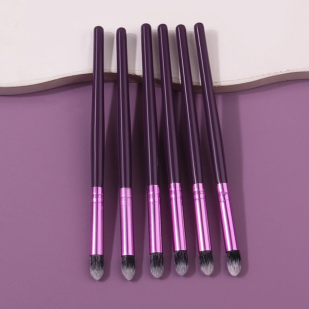 6-Piece Purple Wooden Handle Soft Makeup Brush Set Makeup Brush Set QXL PURPLE