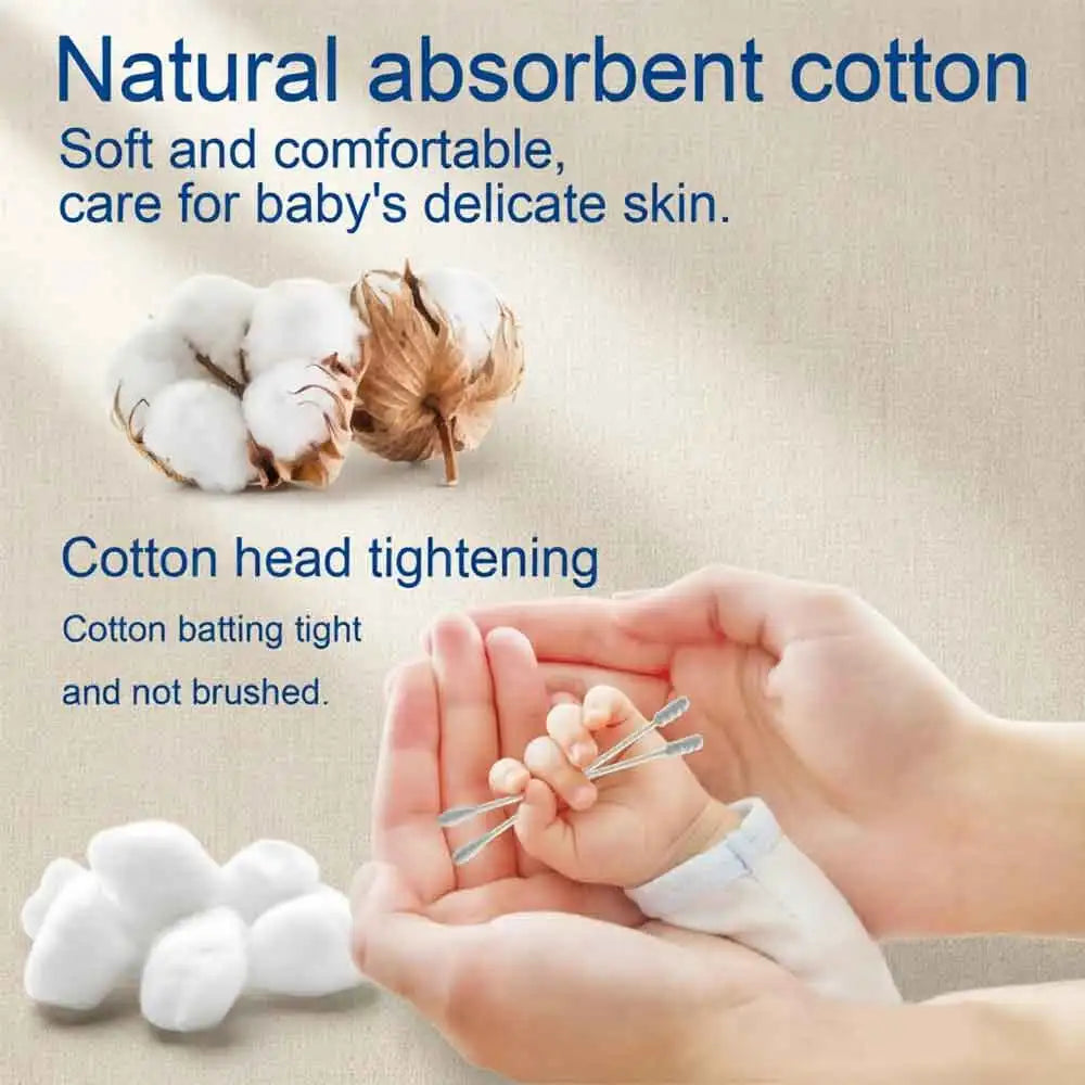 100-Pack Baby Cotton Swabs | 3 Shapes, BPA-Free & Biodegradable Baby Cotton Swabs QXL