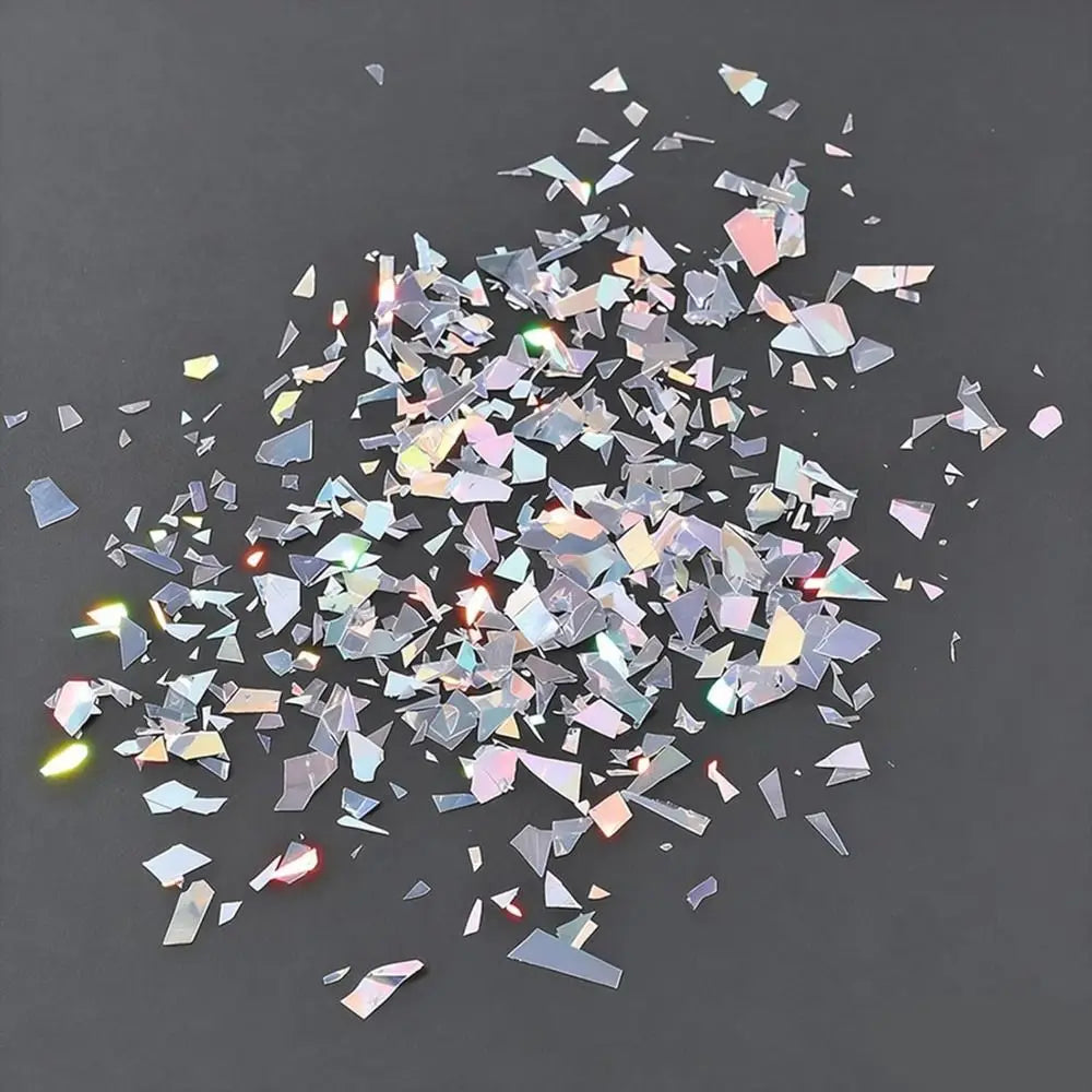 Aurora Iridescent Silver Nail Sequins & Glitter Charms Nail Art Sequins QXL