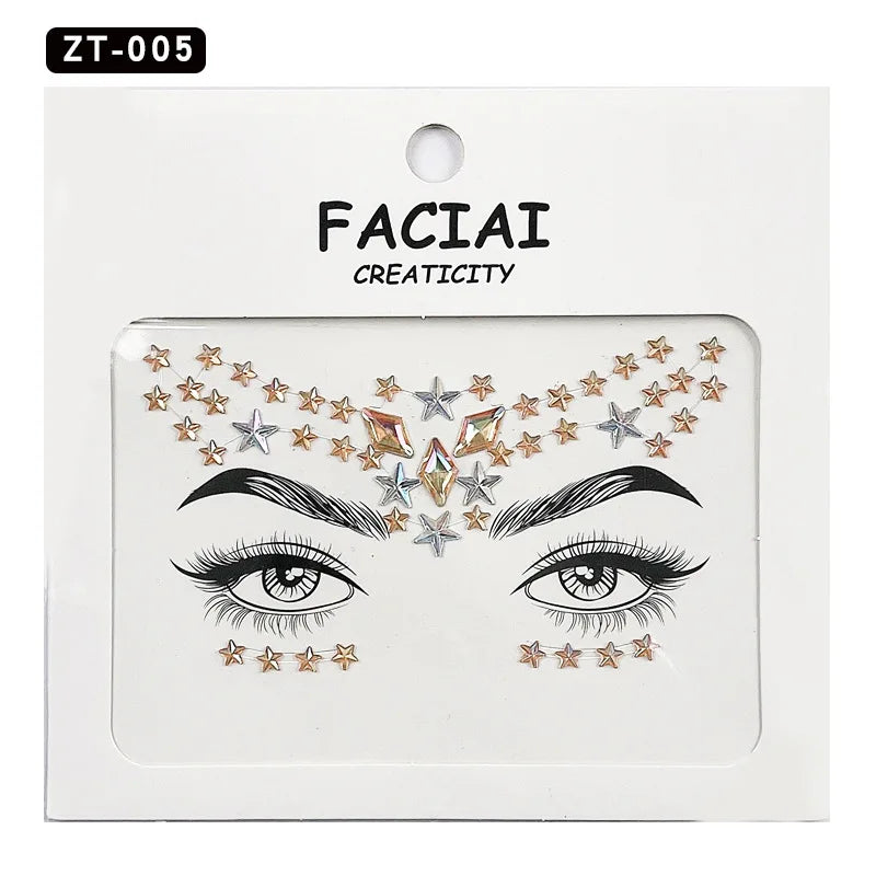 Rhinestone Face Gems & Glitter Temporary Tattoo Stickers Face Gem Stickers QXL ZT 005