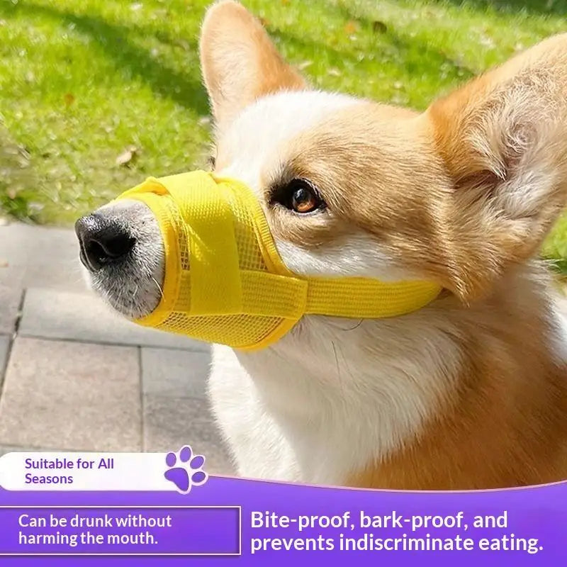 Breathable Mesh Dog Muzzle – Adjustable Anti-Bark S/M/L Dog Muzzle QXL