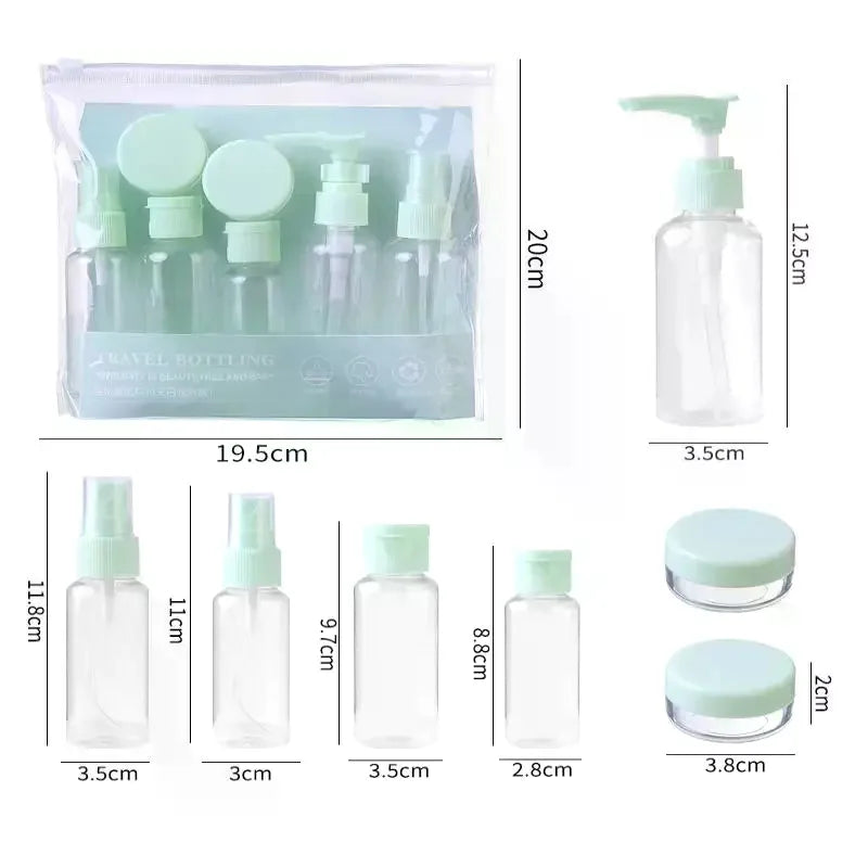 Travel Refillable Bottle Set – 8-Pc Cosmetic Travel Containers Travel Bottle Set QXL