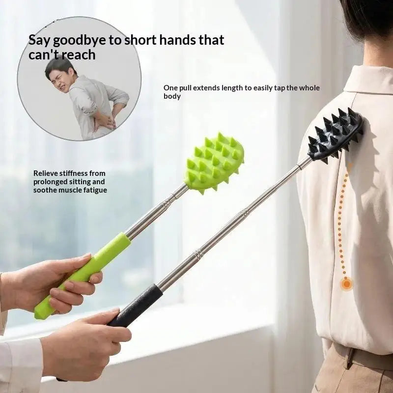 Telescopic Back Massage Stick | Silicone Spikes Extendable Rod Manual Massage Stick QXL