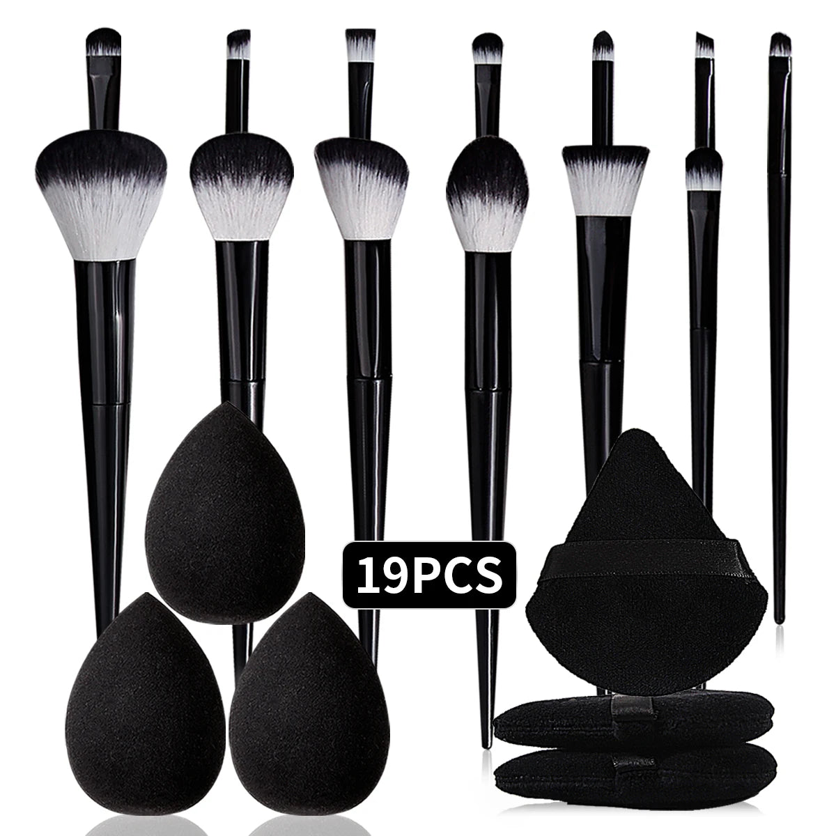 19-Piece Makeup Brush Set with Triangular Sponges – Full Kit Makeup Brush Set QXL