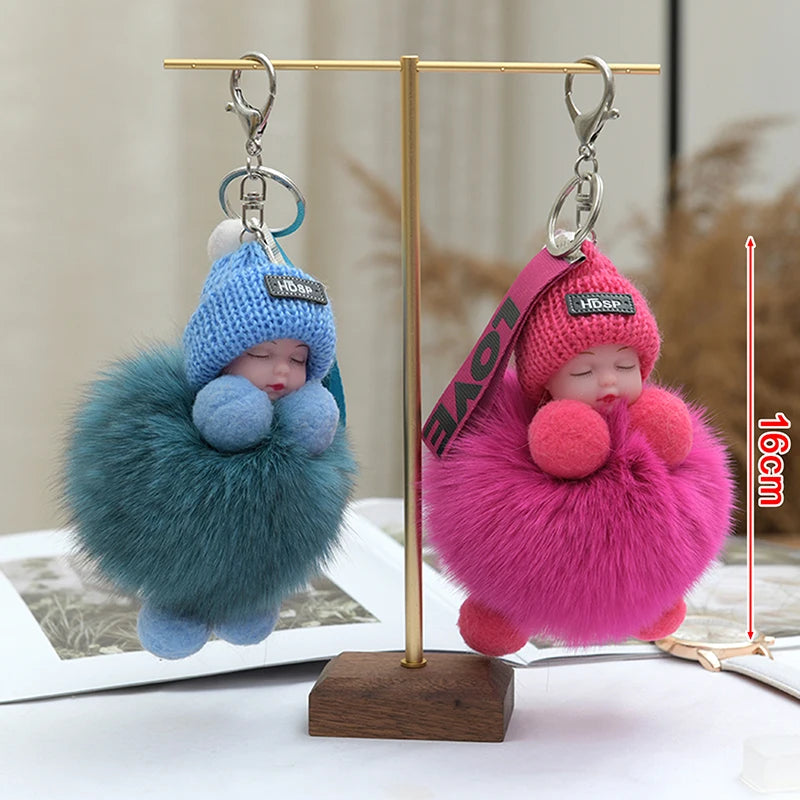 Cute Pompom Plush Doll Keychain | Bag & Backpack Pendant Gift Plush Bag Charm QXL