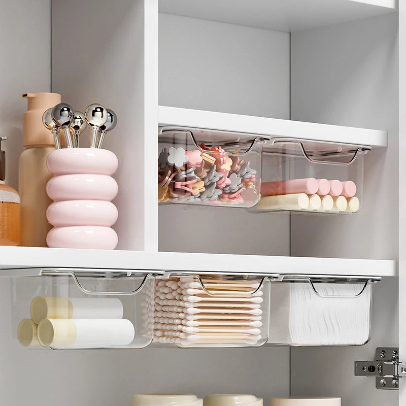 Transparent Pull-Out Drawer Storage Box for Bathroom Cabinet Bathroom Storage Box QXL