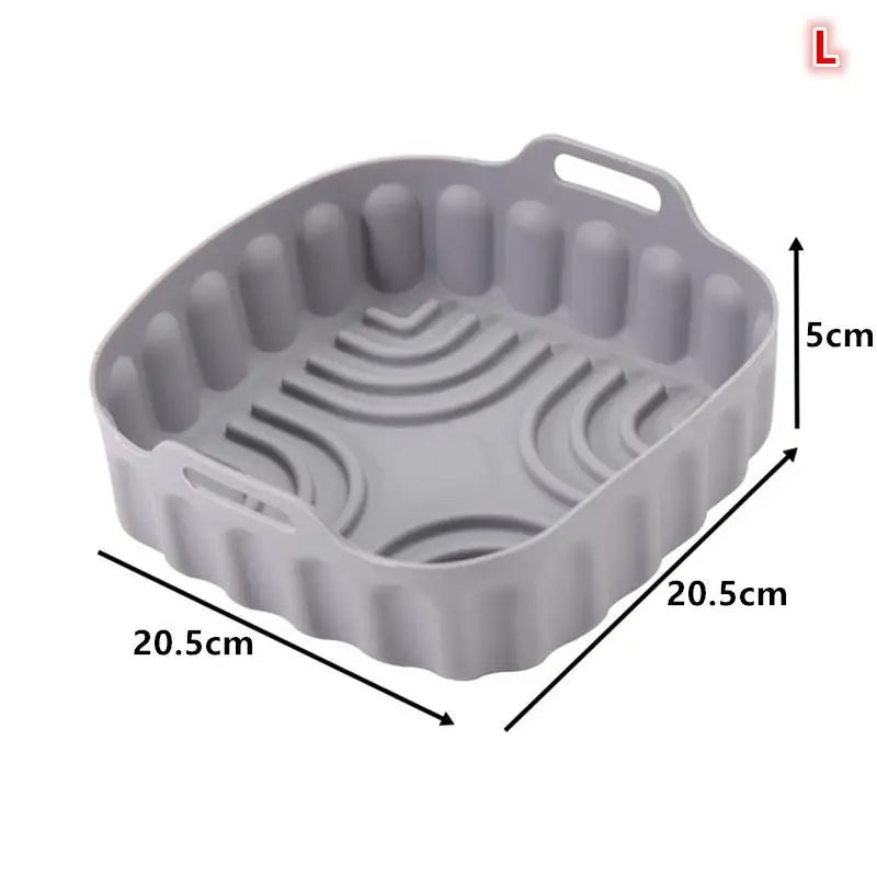 Foldable Silicone Air Fryer Basket Liner | Non-Stick Reusable Silicone Basket Liner QXL Large Gray
