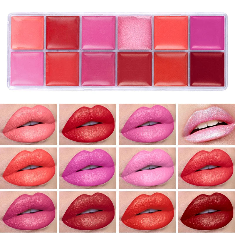 VERONNI 12-Color Moisturizing Lip Gloss Palette | Long-Lasting Lip Gloss Palette QXL