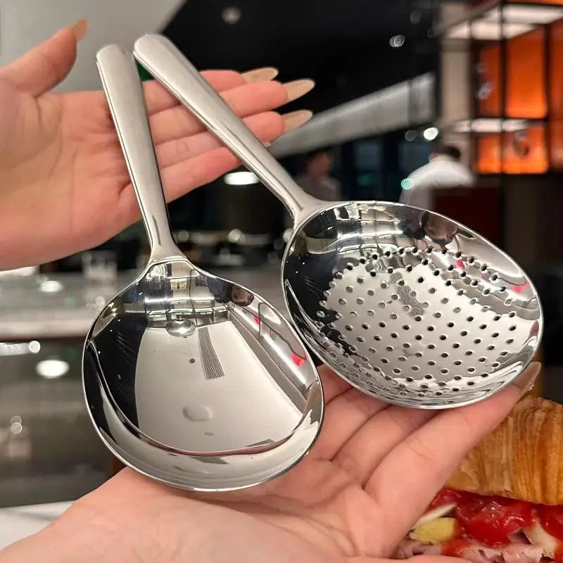 Stainless Steel Slotted Serving Spoon with Drain Holes | 1-2 Pack Slotted Serving Spoon QXL