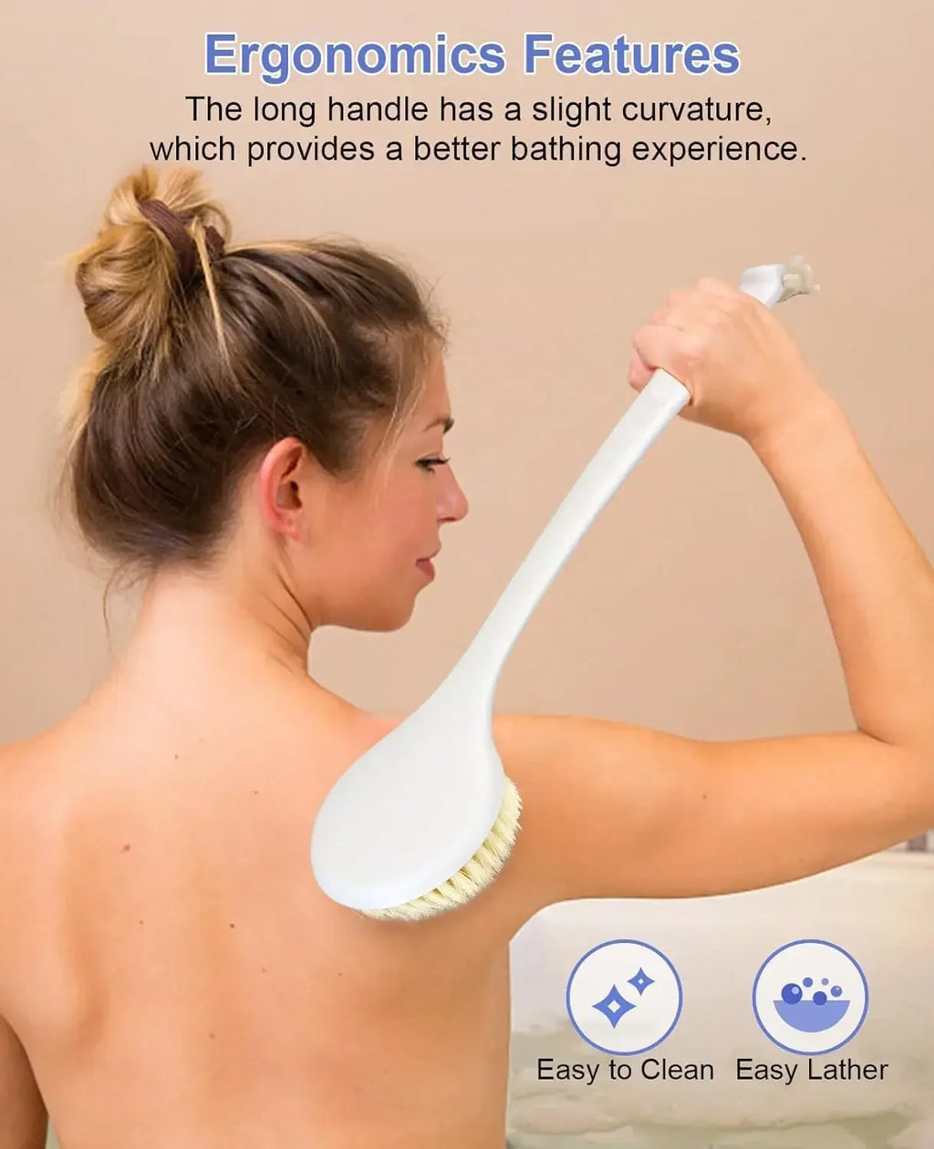 Long Handle Bath Brush | Soft Bristle Back Scrubber for Shower Bath Brush QXL