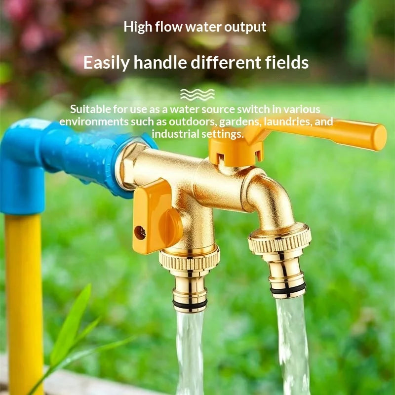 Outdoor Antifreeze Brass Faucet | 1-In 2-Out Garden Tap Outdoor Garden Faucet QXL