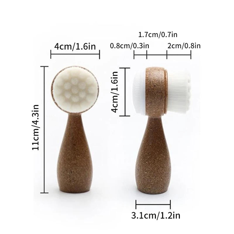 Double-Sided Coconut Handle Facial Cleansing & Exfoliating Brush Facial Cleansing Brush QXL