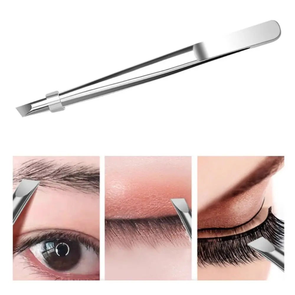 Stainless Steel Slant Tip Tweezers for Eyebrows & Lashes Precision Tweezers QXL