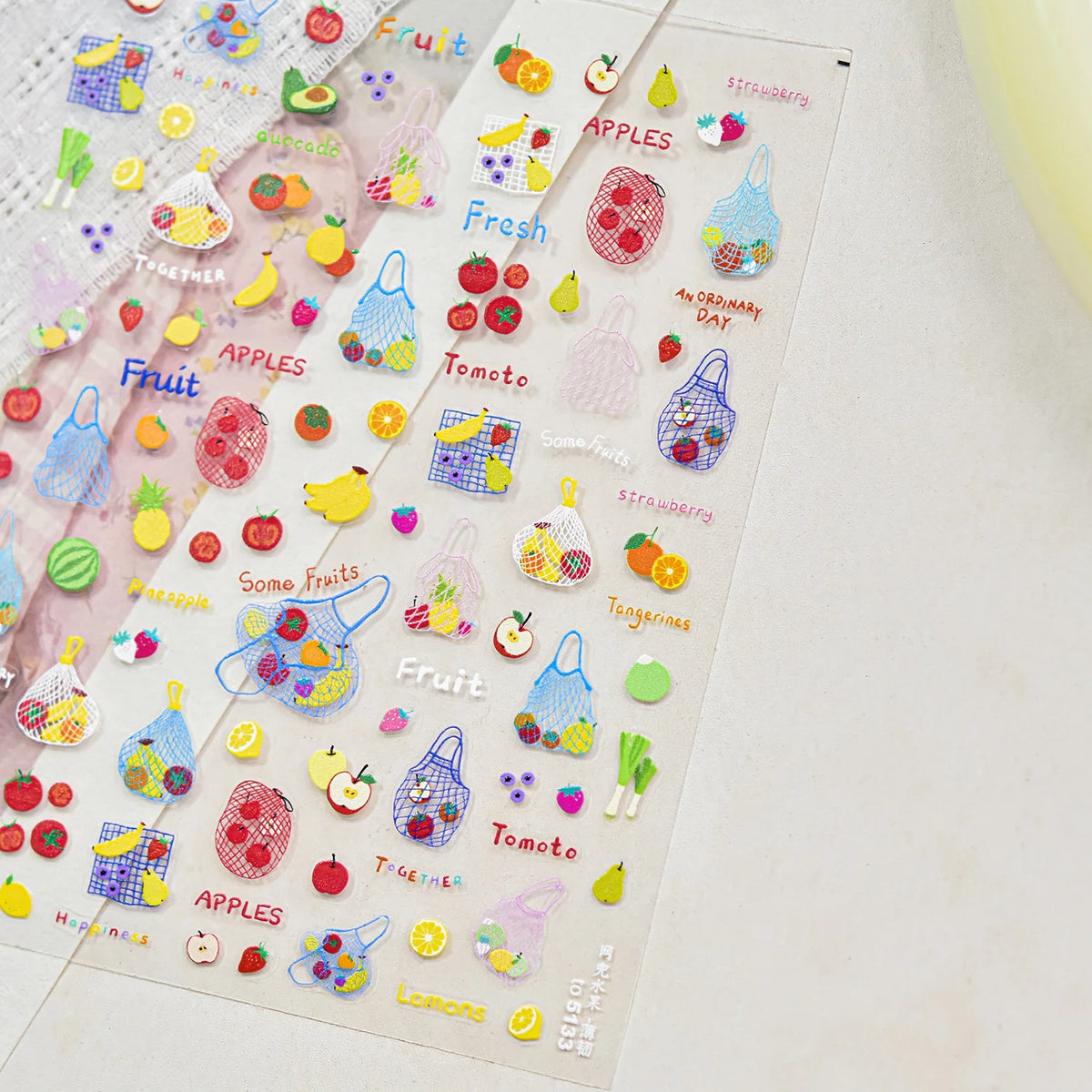 5D Kawaii Fruit Nail Art Stickers | Strawberry & Kiwi Decals Nail Art Stickers QXL TO5133