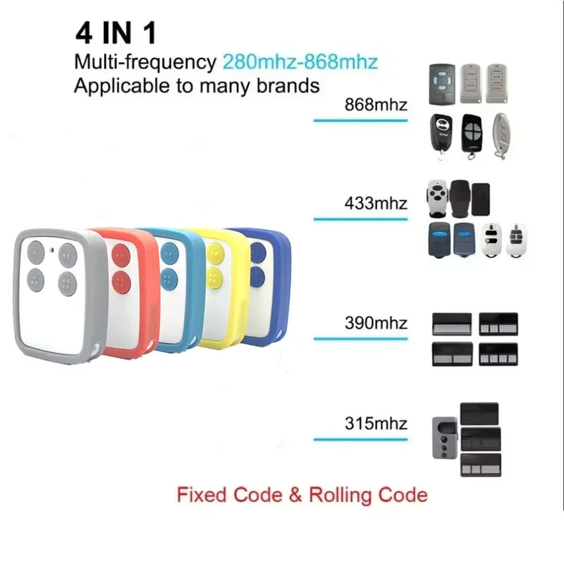 4-in-1 Universal Garage Door Remote Duplicator 280–868MHz Remote Control Duplicator QXL
