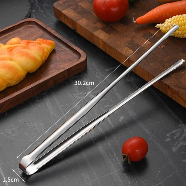 Stainless Steel BBQ Grill Tongs | Non-Slip Kitchen Food Clip BBQ Grill Tongs QXL L