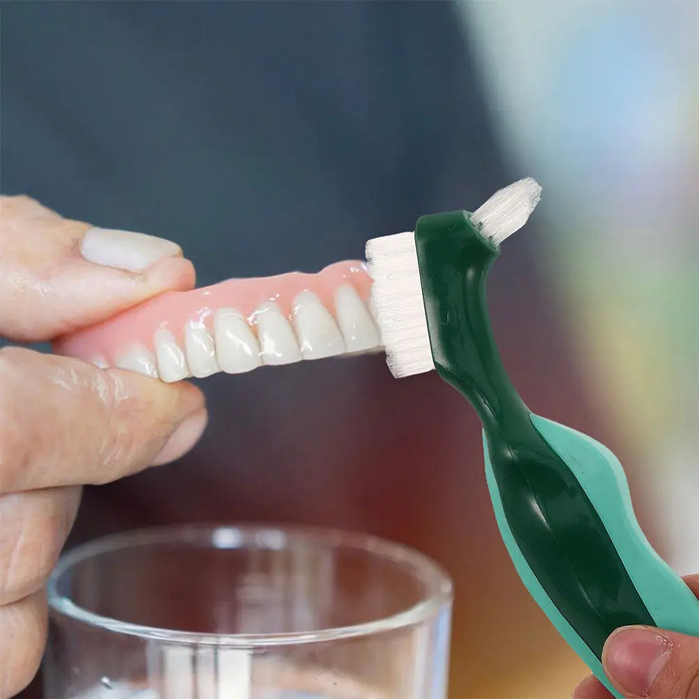4-Pack Dual-Head Denture Cleaning Brush | Hard Bristle Set Denture Cleaning Brush QXL